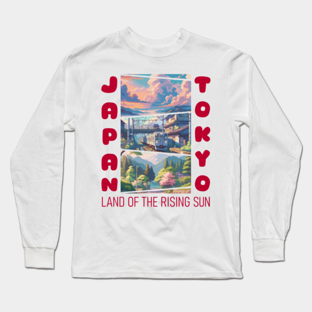 Japan Land Of The Rising Sun Long Sleeve T-Shirt by Megadorim