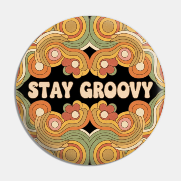 Flower Power Shapes – Groovy 1970s Geometric Floral Design Pin by Vintage Retro Prints by RDR Design