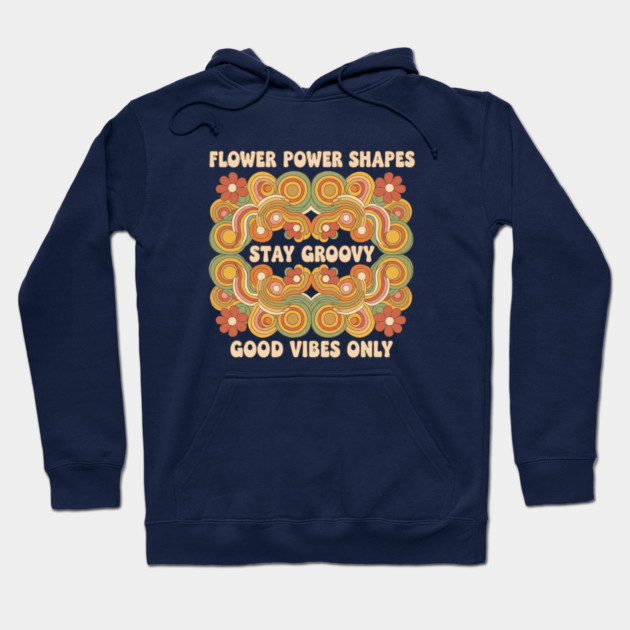 Flower Power Shapes – Groovy 1970s Geometric Floral Design Hoodie by Vintage Retro Prints by RDR Design