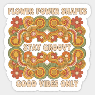 Flower Power Shapes – Groovy 1970s Geometric Floral Design Sticker