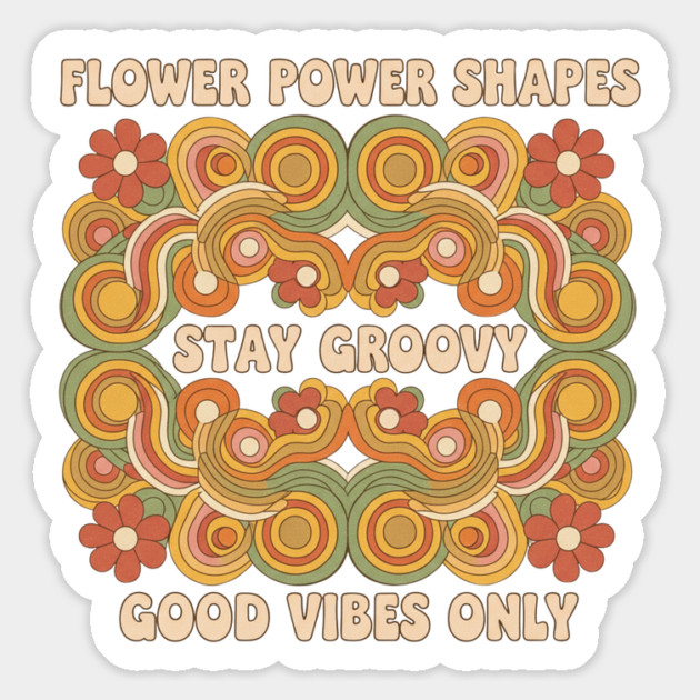 Flower Power Shapes – Groovy 1970s Geometric Floral Design Magnet by Vintage Retro Prints by RDR Design