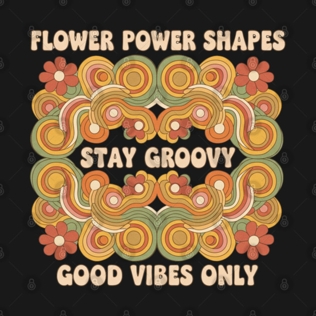 Flower Power Shapes – Groovy 1970s Geometric Floral Design by Vintage Retro Prints by RDR Design