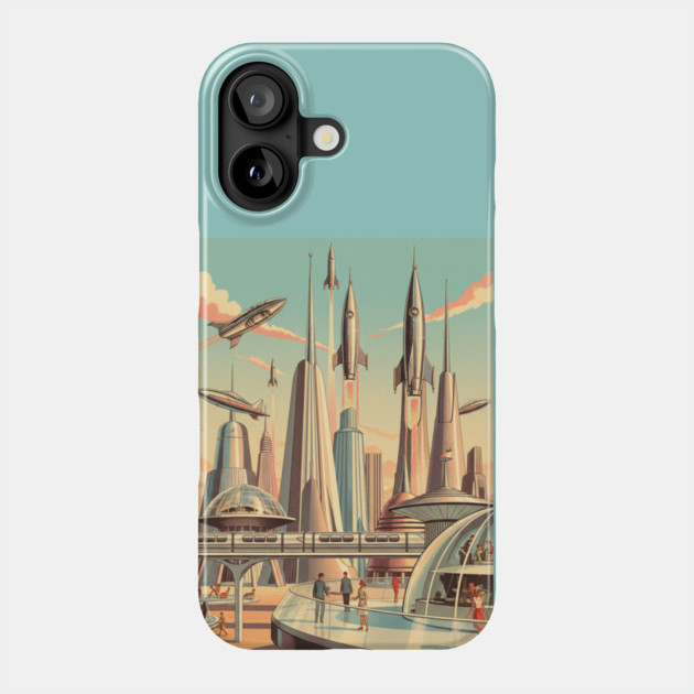 Dreams of Tomorrow – 1950s Retro Futuristic Sci-Fi City Phone Case by Vintage Retro Prints by RDR Design