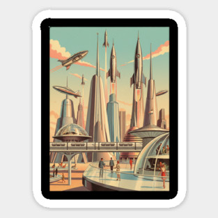 Dreams of Tomorrow – 1950s Retro Futuristic Sci-Fi City Sticker