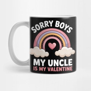 Uncle Is My Valentine Rainbow Valentines Day Girl Mug