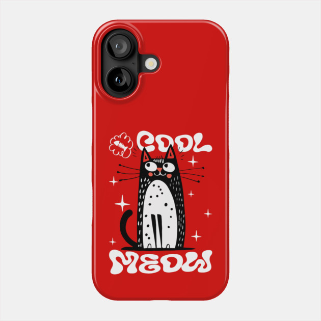 Cool Meow, Cute Cat Phone Case by Megadorim