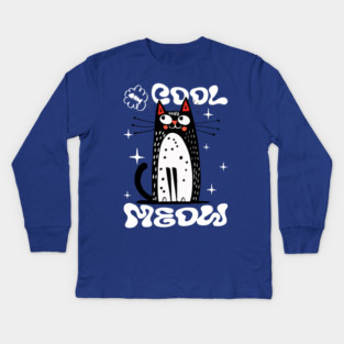 Cool Meow, Cute Cat Kids Long Sleeve T-Shirt