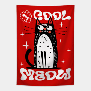 Cool Meow, Cute Cat Tapestry