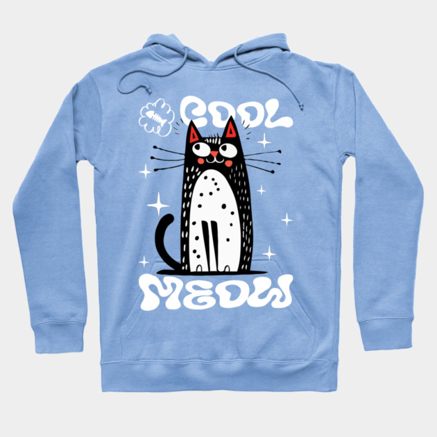 Cool Meow, Cute Cat Hoodie by Megadorim
