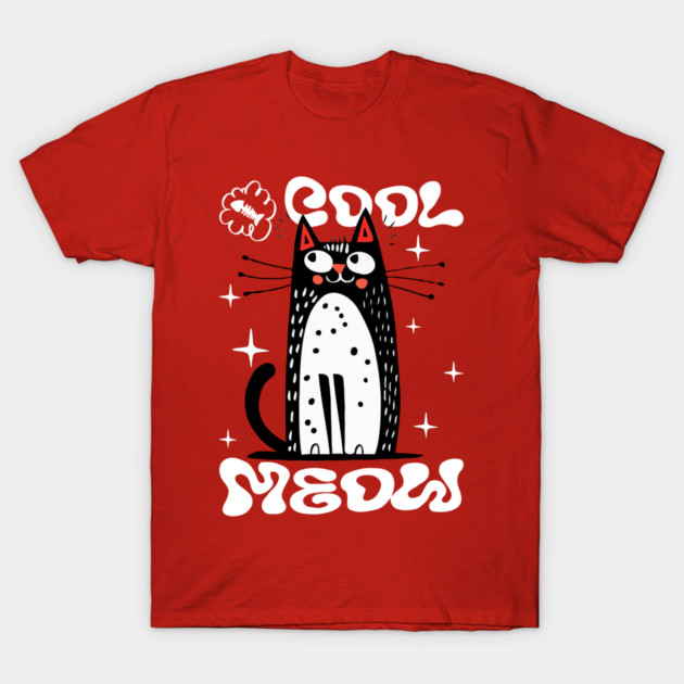 Cool Meow, Cute Cat T-Shirt by Megadorim