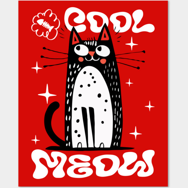 Cool Meow, Cute Cat Wall Art by Megadorim
