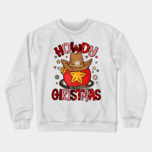 Howdy Christmas, Cowboy Hat Ornament Crewneck Sweatshirt