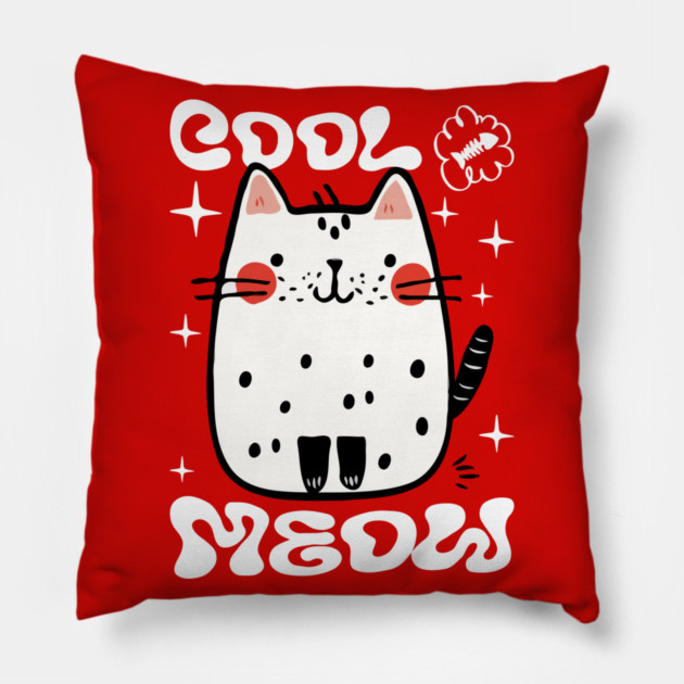 Cute Cat, Cool Meow Pillow by Megadorim