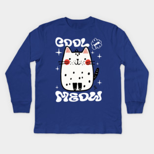 Cute Cat, Cool Meow Kids Long Sleeve T-Shirt
