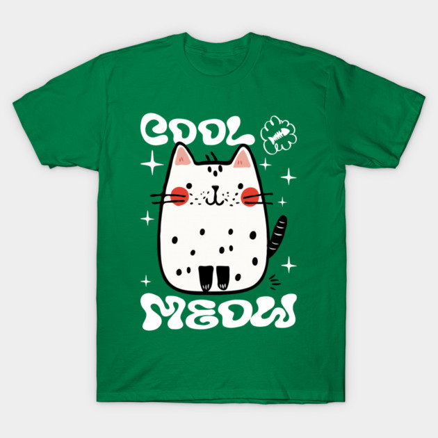 Cute Cat, Cool Meow T-Shirt by Megadorim