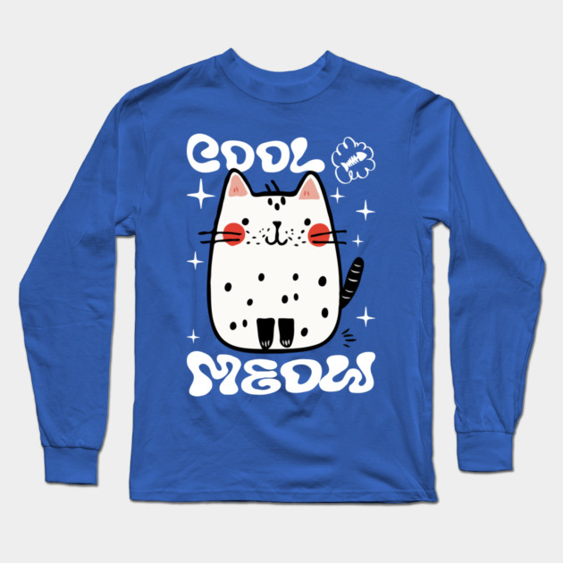 Cute Cat, Cool Meow Long Sleeve T-Shirt by Megadorim
