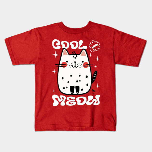 Cute Cat, Cool Meow Kids T-Shirt by Megadorim