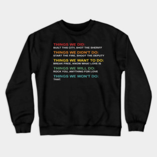 Retro Vintage Things We Did, Didn’t Want, Will, Won’t Do Crewneck Sweatshirt