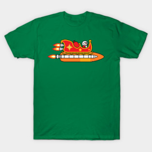 8-bit Christmas Santa Rocket Sleigh T-Shirt