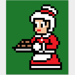 8-bit christmas Mrs. Claus Posters and Art