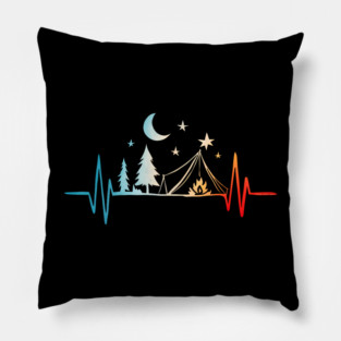 Camping Heartbeat EKG Camper Hiker Outdoors Men Women Pillow