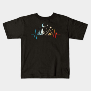 Camping Heartbeat EKG Camper Hiker Outdoors Men Women Kids T-Shirt