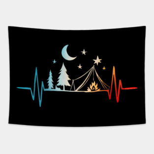 Camping Heartbeat EKG Camper Hiker Outdoors Men Women Tapestry