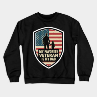 My Favorite Veteran Is My Father Kids Crewneck Sweatshirt