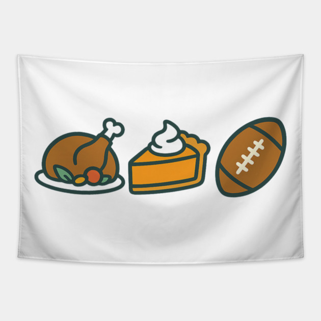 Turkey Pie Football Icons Tapestry by ArtistTee ⭐⭐⭐⭐⭐