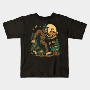 Sasquatch Pilgrim Holiday Dinner Kids T-Shirt