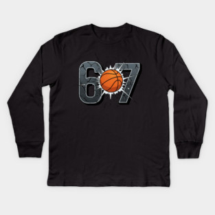 Funny 67 Basketball Smash Kids Long Sleeve T-Shirt