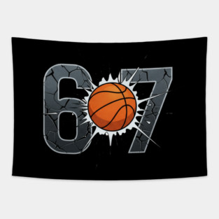 Funny 67 Basketball Smash Tapestry