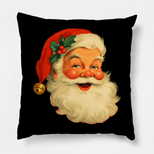 Vintage Retro Santa Claus Christmas Pillow by Creatifly Graphic Tees