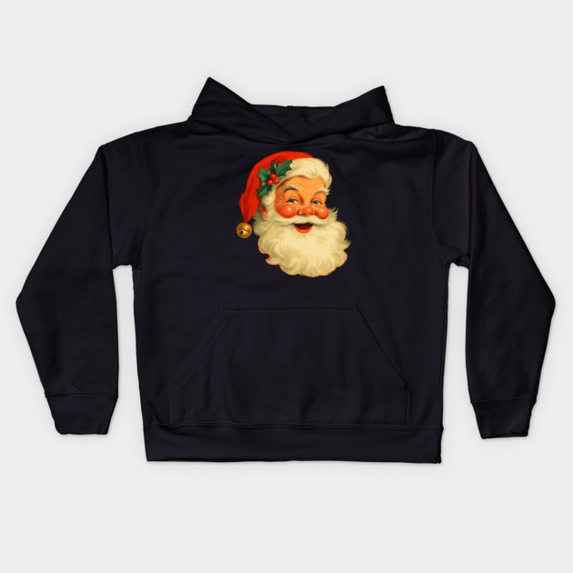 Vintage Retro Santa Claus Christmas Kids Hoodie by Creatifly Graphic Tees