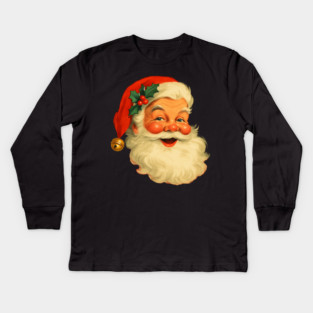 Vintage Retro Santa Claus Christmas Kids Long Sleeve T-Shirt