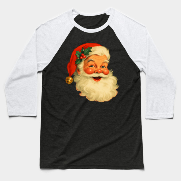 Vintage Retro Santa Claus Christmas Baseball T-Shirt by Creatifly Graphic Tees
