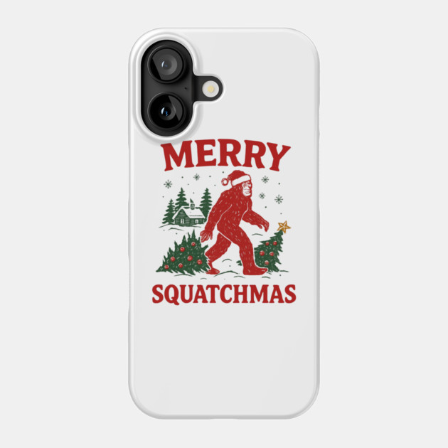 Merry Squatchmas - Bigfoot and Christmas Tree Phone Case by Creatifly Graphic Tees