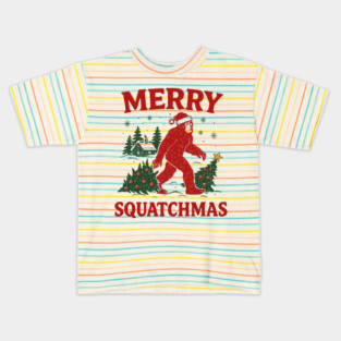 Merry Squatchmas - Bigfoot and Christmas Tree Kids T-Shirt