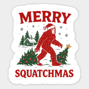 Merry Squatchmas - Bigfoot and Christmas Tree Magnet