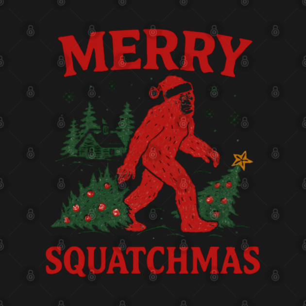 Merry Squatchmas - Bigfoot and Christmas Tree by Creatifly Graphic Tees