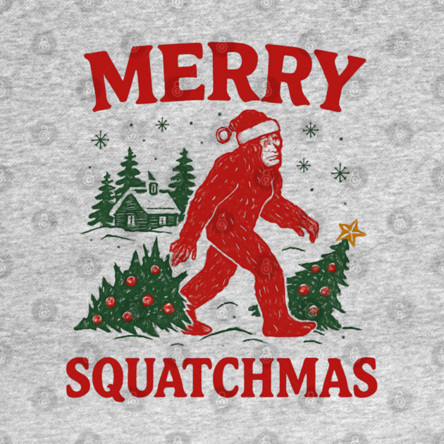 Merry Squatchmas - Bigfoot and Christmas Tree by Creatifly Graphic Tees