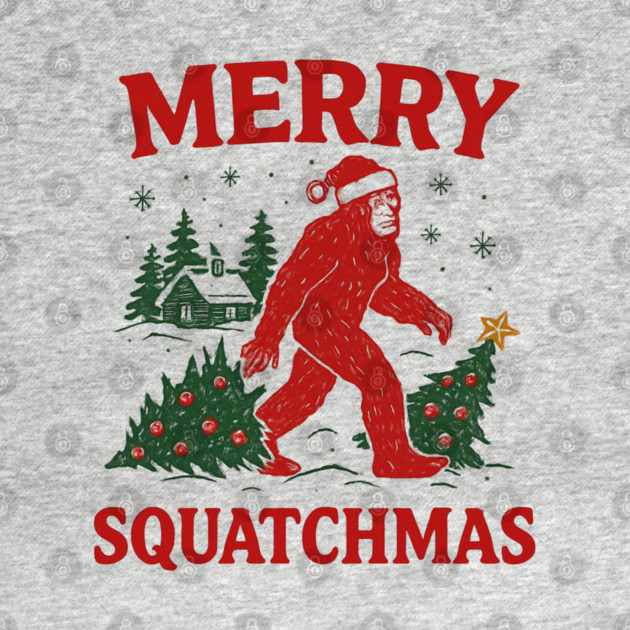Merry Squatchmas - Bigfoot and Christmas Tree by Creatifly Graphic Tees