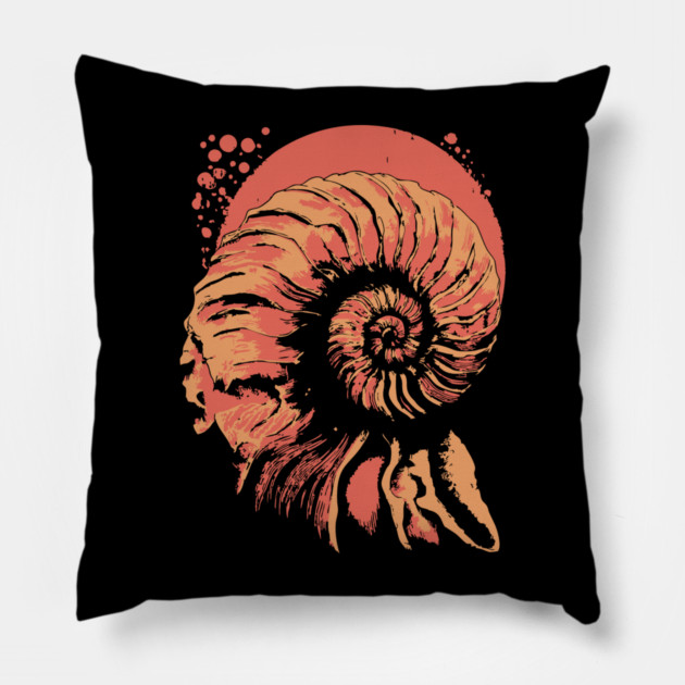 Geometric Nautilus Shell - Vintage Natural History Illustration Pillow by TuncGK