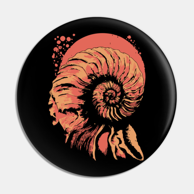 Geometric Nautilus Shell - Vintage Natural History Illustration Pin by TuncGK