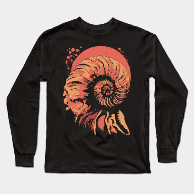 Geometric Nautilus Shell - Vintage Natural History Illustration Long Sleeve T-Shirt by TuncGK
