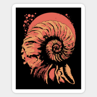 Geometric Nautilus Shell - Vintage Natural History Illustration Sticker