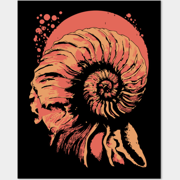 Geometric Nautilus Shell - Vintage Natural History Illustration Wall Art by TuncGK