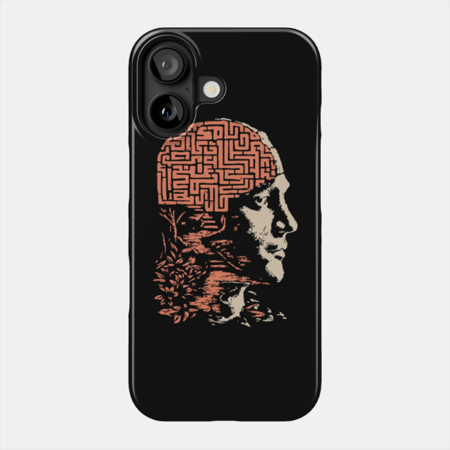 Labyrinth of the Mind - Retro Philosophical Psychology Art Phone Case by TuncGK