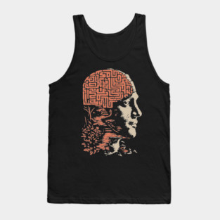 Labyrinth of the Mind - Retro Philosophical Psychology Art Tank Top