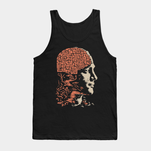Labyrinth of the Mind - Retro Philosophical Psychology Art Tank Top by TuncGK